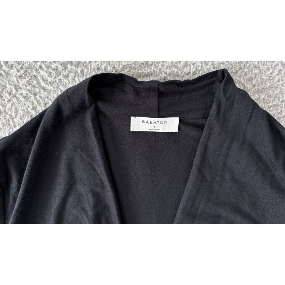 Aritzia Babaton Mehmet‎ T-Shirt Womens Small Drape Front Black Long Sleeve NEW - Picture 2 of 11